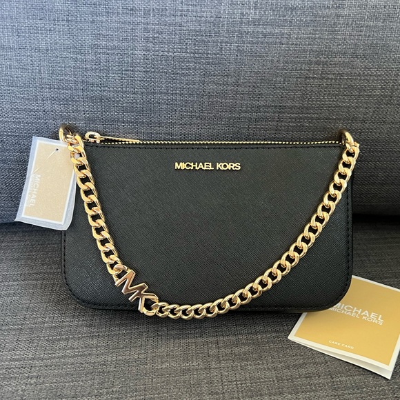 NWT MICHAEL KORS JET SET SMALL CHAIN POUCHETTE BAG CLUTCH PURSE - Picture 1 of 6